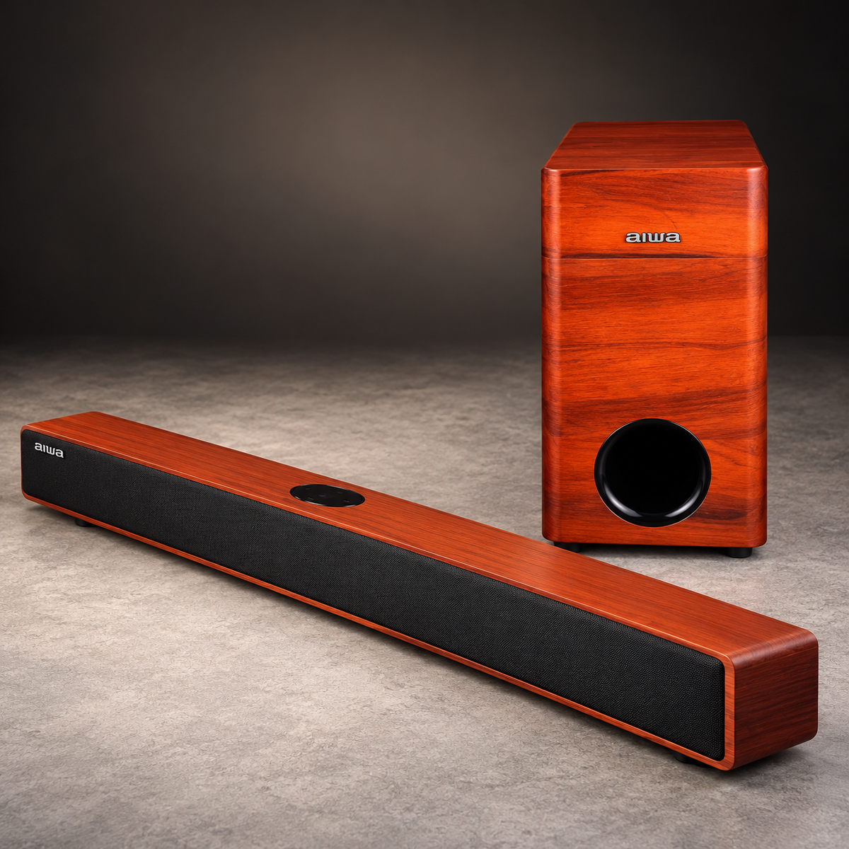 Aiwa AW-SB061 Sound Pro Soundbar with Bass Speaker – Wood Finish