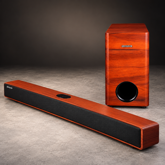 Aiwa AW-SB061 Sound Pro Soundbar with Bass Speaker – Wood Finish