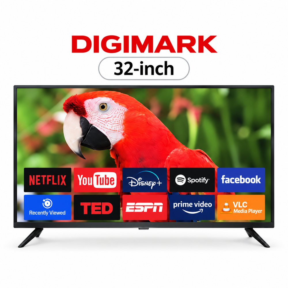 Digimark 32-inch Smart TV with original parrot screen artwork