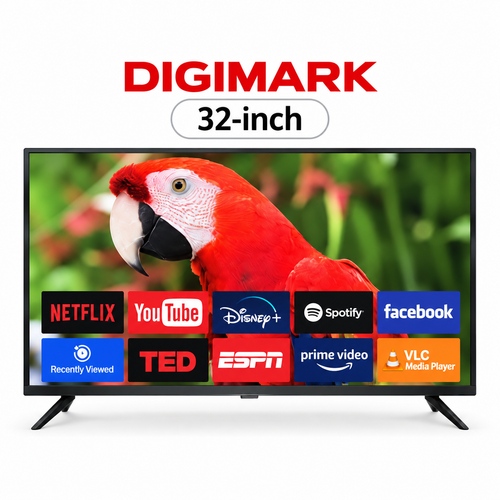Digimark 32-inch Smart TV with original parrot screen artwork