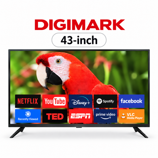 Digimark 43-inch Smart TV with original parrot screen artwork