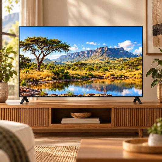 ECCO 50-inch UHD Google TV in a lounge setting