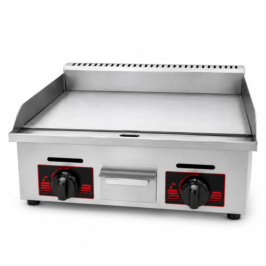 Gas flat top griller with two controls