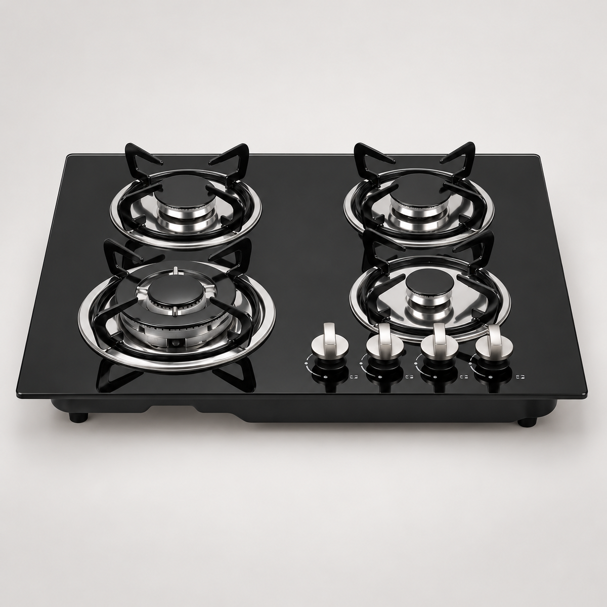 RH-5004 black glass four-burner gas hob